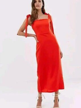 CAPULET Orange Camille Linen Blend Midi Dress